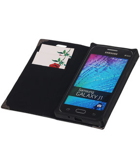 Hoesje voor Samsung Galaxy J1 2015 - Zwart TPU Map Bookstyle