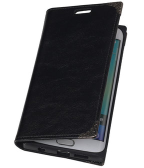 Hoesje voor Samsung Galaxy S6 edge - Zwart TPU Map Bookstyle