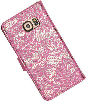 Lace/Kant Roze - Hoesje voor Samsung Galaxy S6 edge Plus