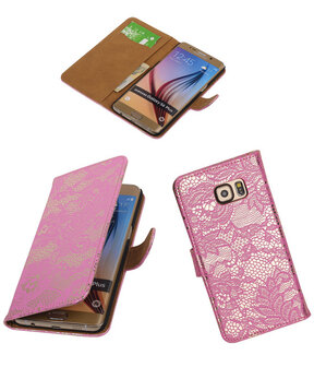 Lace/Kant Roze - Hoesje voor Samsung Galaxy S6 edge Plus