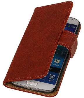 Hoesje voor Sony Xperia Z3 - Rood Hout Look Bookstyle Wallet
