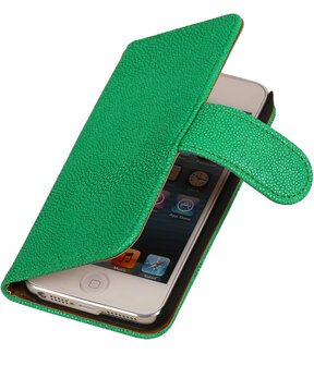 Groen Ribbel booktype wallet cover voor Hoesje voor Samsung Galaxy Note 2