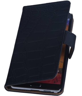 Hoesje voor Samsung Galaxy Note 3 - Croco Bookstyle Wallet - Zwart