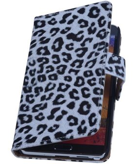 Hoesje voor Samsung Galaxy Note 3 - Luipaard Bookstyle Wallet - Wit