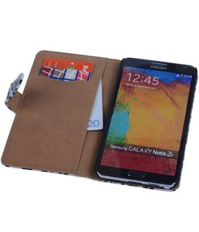 Hoesje voor Samsung Galaxy Note 3 - Luipaard Bookstyle Wallet - Wit
