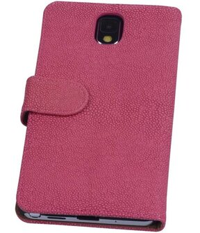 Roze Ribbel booktype wallet cover voor Hoesje voor Samsung Galaxy Note 3