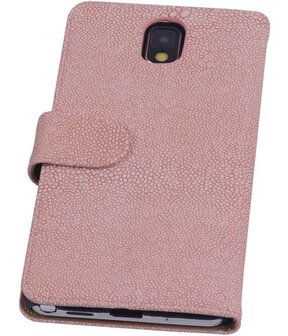 Licht Roze Ribbel booktype wallet cover voor Hoesje voor Samsung Galaxy Note 3