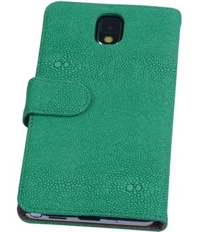 Groen Ribbel booktype wallet cover voor Hoesje voor Samsung Galaxy Note 3