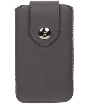 Samsung Galaxy J2 2015 - Luxe Leder look insteekhoes/pouch - Grijs M