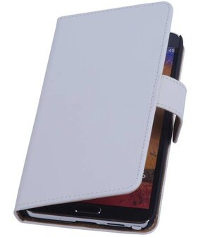 Wit Hoesje voor Samsung Galaxy Note 3 Book Wallet Case
