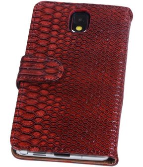 Hoesje voor Samsung Galaxy Note 3 - Slang Rood Bookstyle Wallet