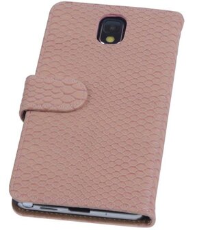 Hoesje voor Samsung Galaxy Note 3 - Slang Roze Bookstyle Wallet