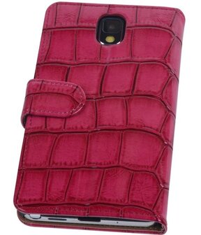 Hoesje voor Samsung Galaxy Note 3 - Croco Bookstyle Wallet - Roze