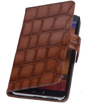 Hoesje voor Samsung Galaxy Note 3 - Croco Bookstyle Wallet - Bruin