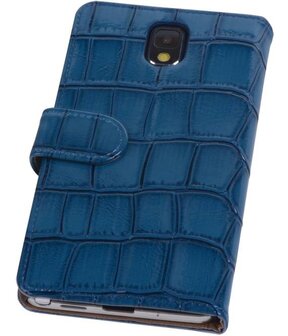 Hoesje voor Samsung Galaxy Note 3 - Croco Bookstyle Wallet - Blauw
