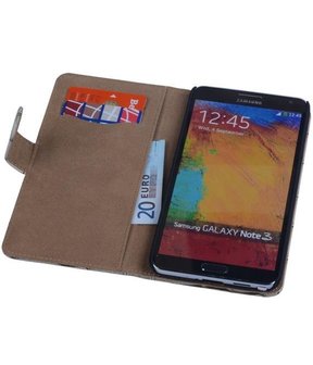 Hoesje voor Samsung Galaxy Note 3 - Croco Bookstyle Wallet - Beige