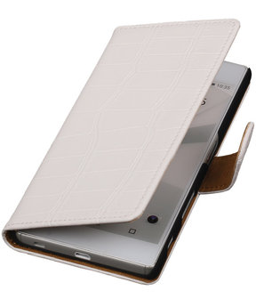 Hoesje voor Sony Xperia Z5 - Croco Booktype Wallet Wit