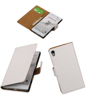 Hoesje voor Sony Xperia Z5 - Croco Booktype Wallet Wit