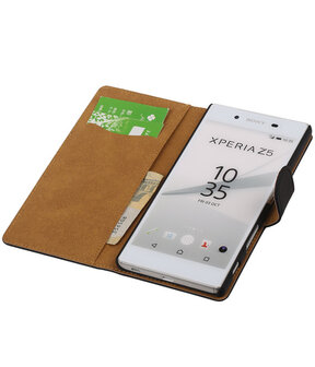 Hoesje voor Sony Xperia Z5 - Effen Booktype Wallet Zwart