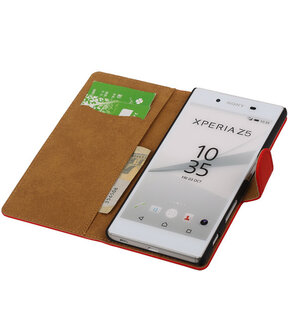 Hoesje voor Sony Xperia Z5 - Effen Booktype Wallet Rood