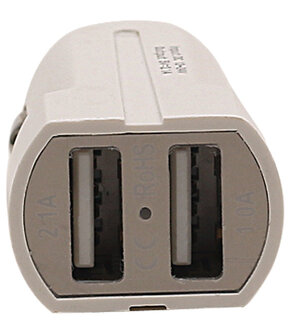 USAMS - Dubbele USB autolader 2.1A voor LGV10 - Wit 