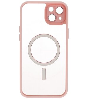 Mat-Transparent met Camera Beschermer Magsafe Case voor iPhone 15 Plus Roze