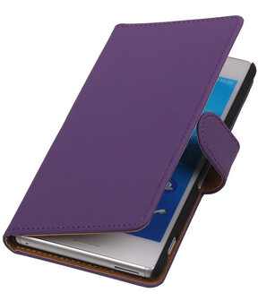 Hoesje voor Sony Xperia M4 Aqua Effen Booktype Wallet Paars