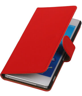 Hoesje voor Sony Xperia M4 Aqua Effen Booktype Wallet Rood