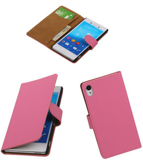 Hoesje voor Sony Xperia M4 Aqua Effen Booktype Wallet Roze