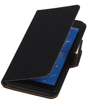 Hoesje voor Sony Xperia E4g Effen Booktype Wallet Zwart