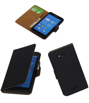 Hoesje voor Sony Xperia E4g Effen Booktype Wallet Zwart