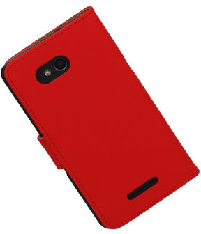 Hoesje voor Sony Xperia E4g Effen Booktype Wallet Rood