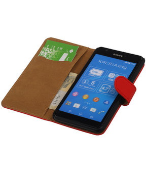 Hoesje voor Sony Xperia E4g Effen Booktype Wallet Rood