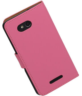 Hoesje voor Sony Xperia E4g Effen Booktype Wallet Roze