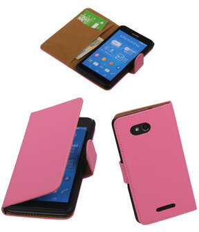Hoesje voor Sony Xperia E4g Effen Booktype Wallet Roze