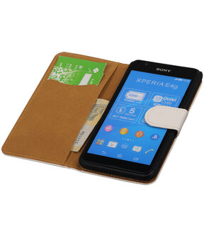 Hoesje voor Sony Xperia E4g Effen Booktype Wallet Wit