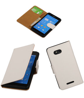 Hoesje voor Sony Xperia E4g Effen Booktype Wallet Wit