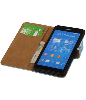 Sony Xperia E4g Booktype Wallet Hoesje Mini Slang Blauw