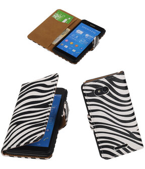Hoesje voor Sony Xperia E4g Zebra Booktype Wallet