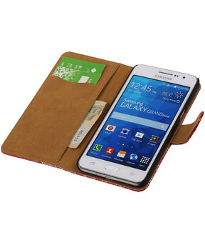 Lace Rood Hoesje voor Samsung Galaxy Grand Prime Book/Wallet Case/Cover
