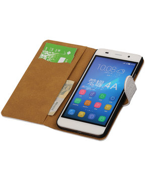  Huawei Honor 4A - Croco Booktype Wallet Hoesje Wit