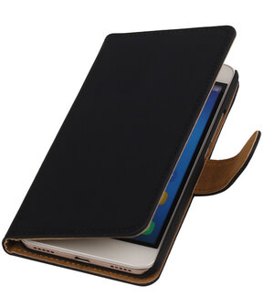 Huawei Honor 4A - Effen Booktype Wallet Hoesje Zwart