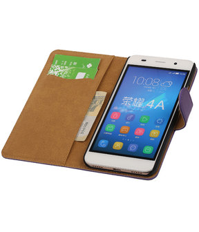 Huawei Honor 4A - Effen Booktype Wallet Hoesje Paars
