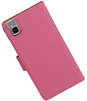 Huawei Honor 7i - Effen Booktype Wallet Hoesje Roze