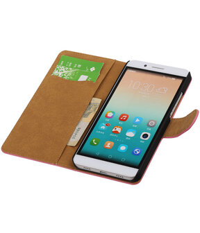 Huawei Honor 7i - Effen Booktype Wallet Hoesje Roze