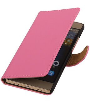 Huawei G8 - Effen Booktype Wallet Hoesje Roze