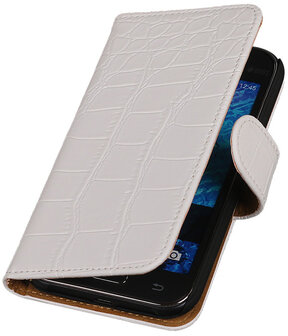 Samsung Galaxy J2 - Croco Booktype Wallet Hoesje Wit