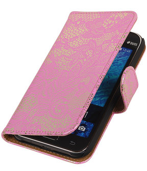 Samsung Galaxy J2 - Roze Lace Booktype Wallet Hoesje