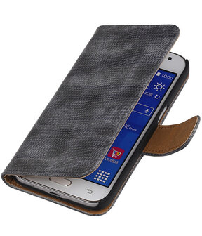 Samsung Galaxy J2 - Grijs Booktype Wallet Hoesje Mini Slang