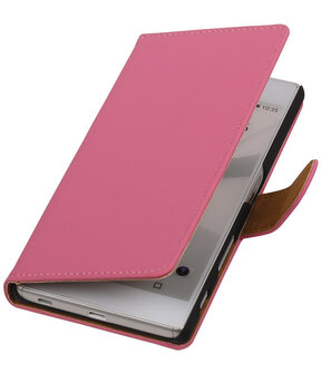 Sony Xperia C5 Ultra - Effen Roze Booktype Wallet Hoesje